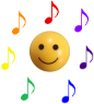 Happy face with color and music